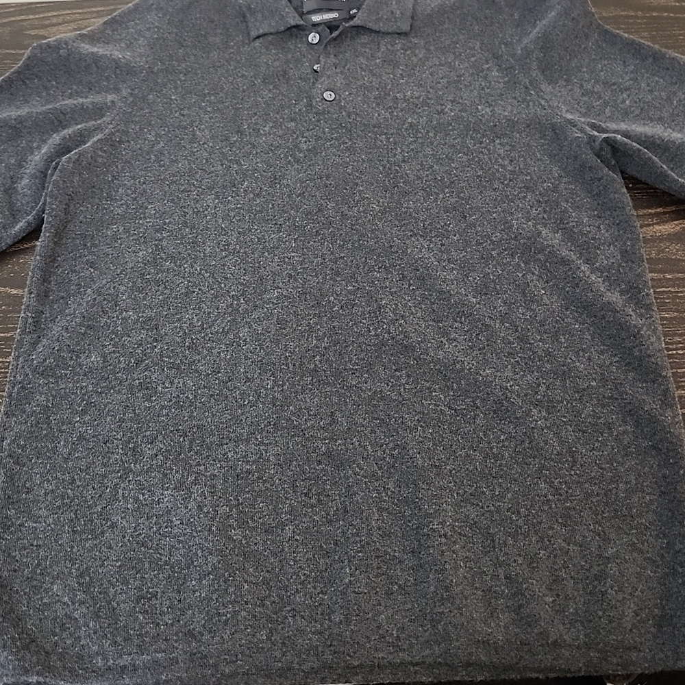 Mark Weldon Merino Wool Sweater Gray 1/4 Button collar XXL